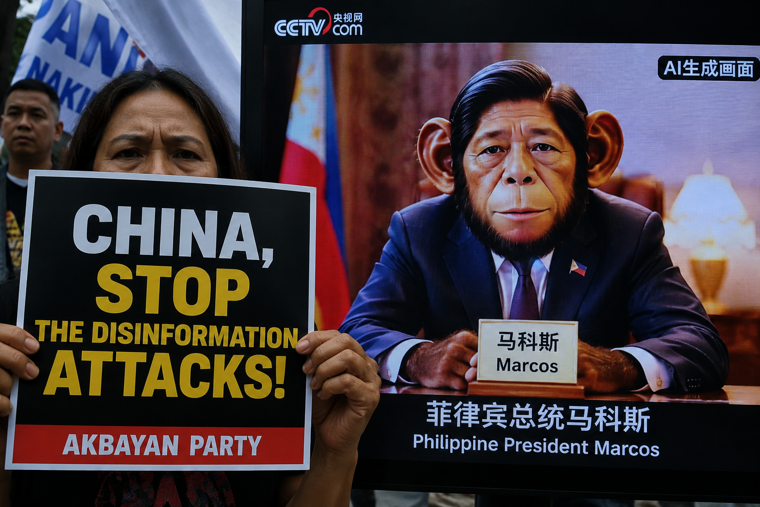 Philippines Protests AI Video by Chinese State Media Depicting Marcos as Monkey