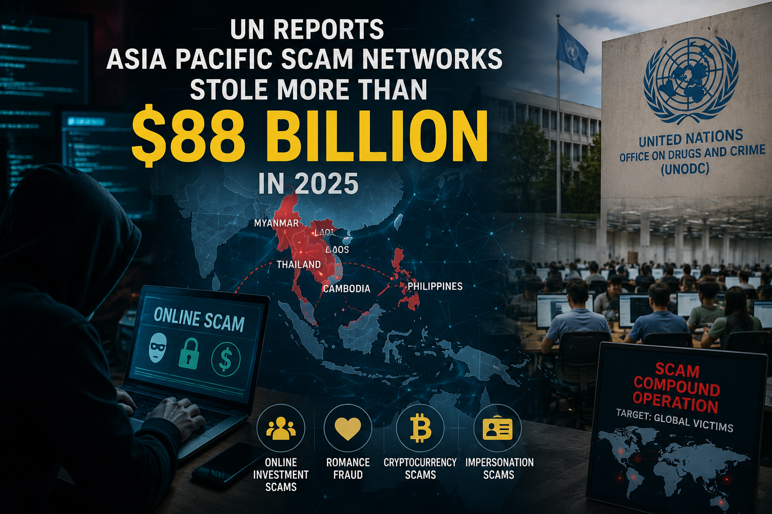 U.N. Says Asia Pacific Scam Networks Stole More Than $88 Billion in 2025